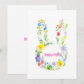 ハッピーイースターフローラウサギ 招待状 (正面/裏面)