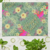 ハッピーイースターフローラバニーズキッチンタオル キッチンタオル (折り畳み)