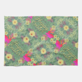 ハッピーイースターフローラバニーズキッチンタオル キッチンタオル (横)