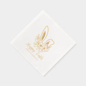 ハッピーイースターフローラバニーパーソナライズされた耳の名前 箔ナプキン (右)