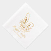 ハッピーイースターフローラバニーパーソナライズされた耳の名前 箔ナプキン (右)