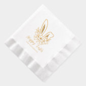 ハッピーイースターフローラバニーパーソナライズされた耳の名前 箔ナプキン (右)