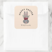 ハッピーイースターフローラバニーパーソナライズされた スクエアシール (バッグ)