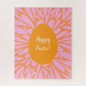 ハッピーイースターフローラバーストオレンジ色の卵 ジグソーパズル (縦)