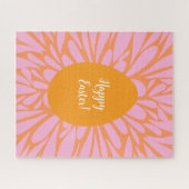 ハッピーイースターフローラバーストオレンジ色の卵 ジグソーパズル (横)