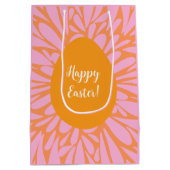 ハッピーイースターフローラバーストオレンジ色の卵 ミディアムペーパーバッグ (裏面)