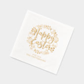 ハッピーイースターフローラパーソナライズされたリース名 箔ナプキン (左)