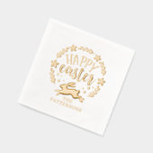 ハッピーイースターフローラパーソナライズされたリース名 箔ナプキン (左)