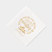 ハッピーイースターフローラパーソナライズされたリース名 箔ナプキン (右)