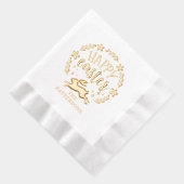 ハッピーイースターフローラパーソナライズされたリース名 箔ナプキン (右)