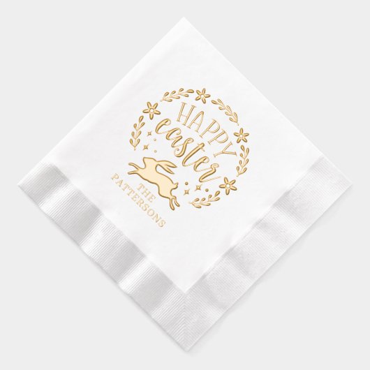 ハッピーイースターフローラパーソナライズされたリース名 箔ナプキン (右)
