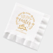 ハッピーイースターフローラパーソナライズされたリース名 箔ナプキン (左)