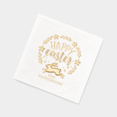 ハッピーイースターフローラパーソナライズされたリース名 箔ナプキン (左)