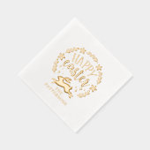 ハッピーイースターフローラパーソナライズされたリース名 箔ナプキン (右)