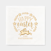 ハッピーイースターフローラパーソナライズされたリース名 箔ナプキン (正面)