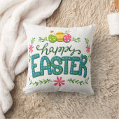 ハッピーイースターフローラフラワーズイースターエッグス クッション (ブランケット)