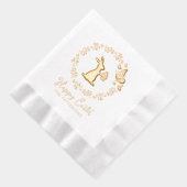 ハッピーイースターフローラリースバニー蝶の名前 箔ナプキン (右)