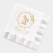 ハッピーイースターフローラリースバニー蝶の名前 箔ナプキン (左)