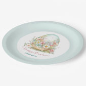 ハッピーイースターフローラ卵青パーソナライズされた名 ペーパープレート (アングル)