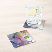 ハッピーイースターフローラ春鶏 スクエアペーパーコースター (インサイチュ)