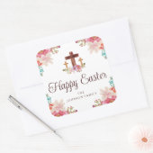 ハッピーイースターフローラ水彩宗教十字架 スクエアシール (封筒)