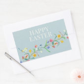 ハッピーイースターフローラ鳥 長方形シール (封筒)