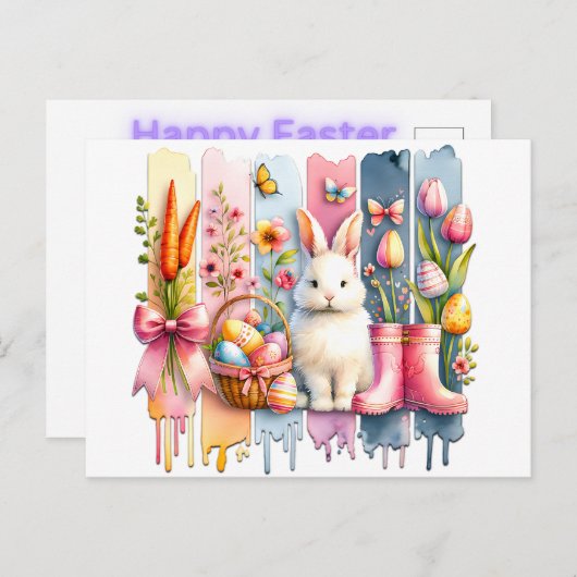 ハッピーイースターブラシストローク ポストカード (正面/裏面)