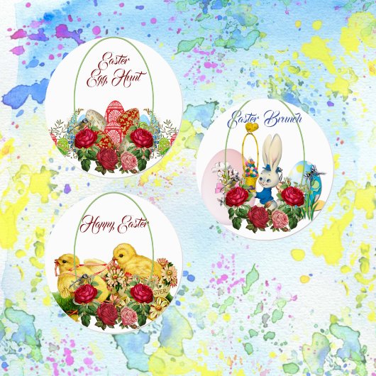 ハッピーイースターブランチ卵狩りグリーンリーマルチパーパス ラベル