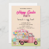 ハッピーイースターブランチ&エッグ狩り招待状 招待状 (正面/裏面)