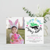 ハッピーイースターブルンチエッグ狩りバニーカラフル写真 招待状 (スタンド正面)