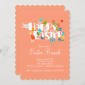 ハッピーイースターブルンチディナーパーティの招待状 招待状 (正面/裏面)