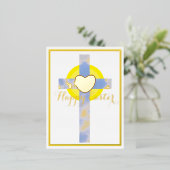 ハッピーイースターブルースカイクロス復活デイフォイル 箔シーズンポストカード (立ち正面)