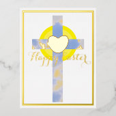 ハッピーイースターブルースカイクロス復活デイフォイル 箔シーズンポストカード (正面)