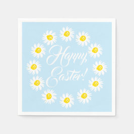 ハッピーイースターブルースクリプトかわいいデイジー陽気なおもしろい スタンダードカクテルナプキン