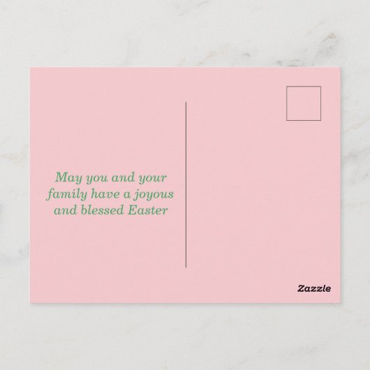 ハッピーイースターブルーピンクグリーン卵グリーティングポストカード ポストカード (裏面)
