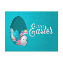 ハッピーイースターブルーピンクホワイトエッググリーティング