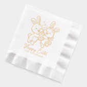 ハッピーイースターブンニースラビットエッグパーソナライズされた名 箔ナプキン (左)