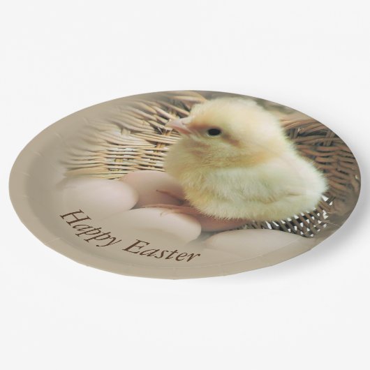 ハッピーイースターベビーのひよこ ペーパープレート (アングル)