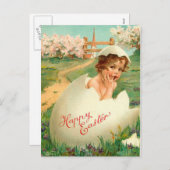 ハッピーイースターベビーヴィンテージ シーズンポストカード (正面/裏面)