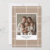 ハッピーイースターベージュファミリー写真 招待状 (正面)