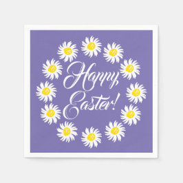 ハッピーイースターペリウィンクルスクリプトかわいいデイジー陽気 スタンダードカクテルナプキン