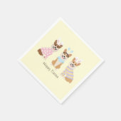 ハッピーイースターペンブロークウェルシュコーギードッグ スタンダードカクテルナプキン (角)