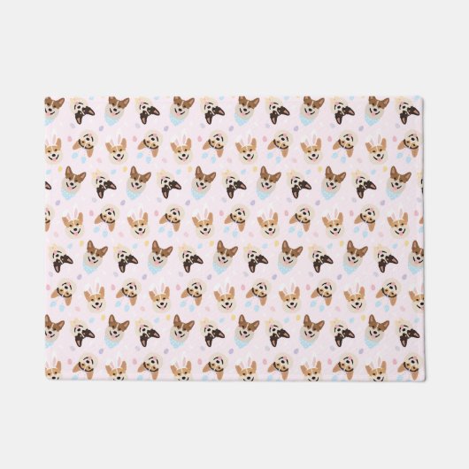 ハッピーイースターペンブロークウェルシュコーギードッグ ドアマット (正面)
