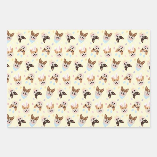 ハッピーイースターペンブロークウェルシュコーギードッグ ラッピングペーパーシート (正面2)