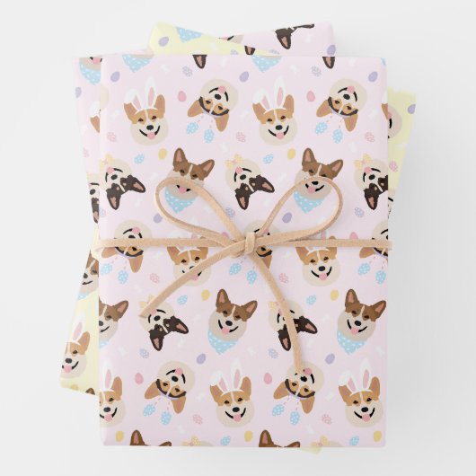 ハッピーイースターペンブロークウェルシュコーギードッグ ラッピングペーパーシート (インサイチュ)