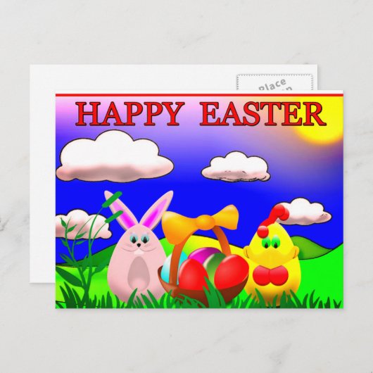 ハッピーイースターホリデカラフルィポストカード シーズンポストカード (正面/裏面)