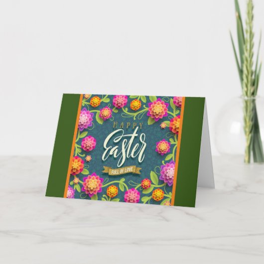 ハッピーイースターホリデーバニーフローラホリデーカード シーズンカード (正面)