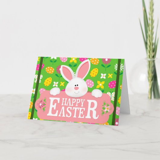 ハッピーイースターホリデーバニーフローラホリデーカード シーズンカード (正面)