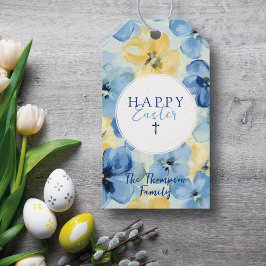 ハッピーイースターホリデーフローラ宗教十字名 ギフトタグ