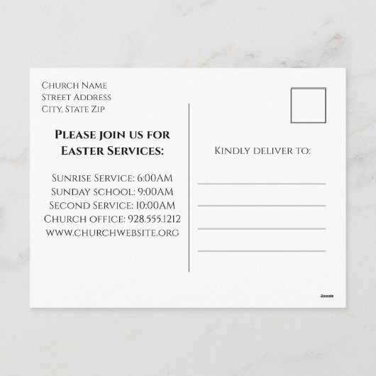 ハッピーイースターホワイトクロスチャーチサンデーサービス シーズンポストカード (裏面)